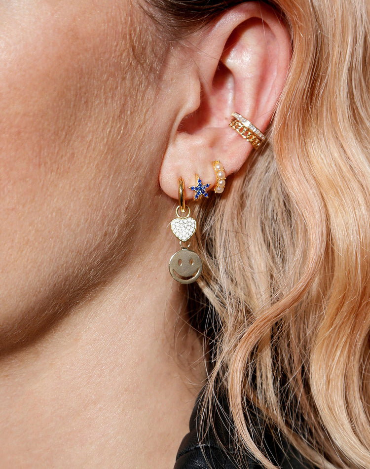 Celeste Sapphire Gold Huggie Earring